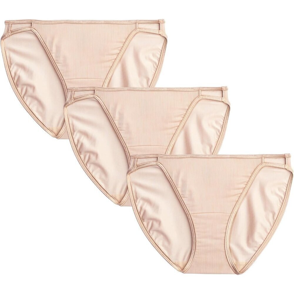 Women's Bikini Panties Silky Stretch Satin Trim 3 Pack Medium